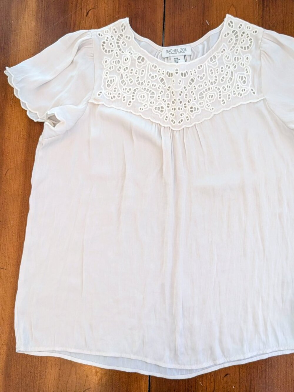 Rachel Zoe Ivory Embroidered Lace Blouse Medium Boho Chic Top
